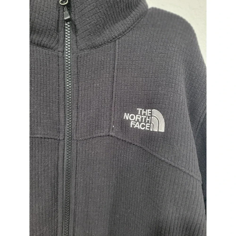 The North Face Mens Black Full Zip Grid Fleece Jacket Size Medium M Textured #23